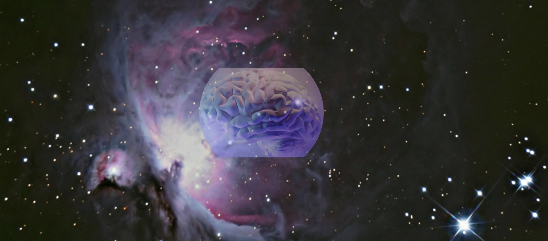 a human brain with a deep space image as the background