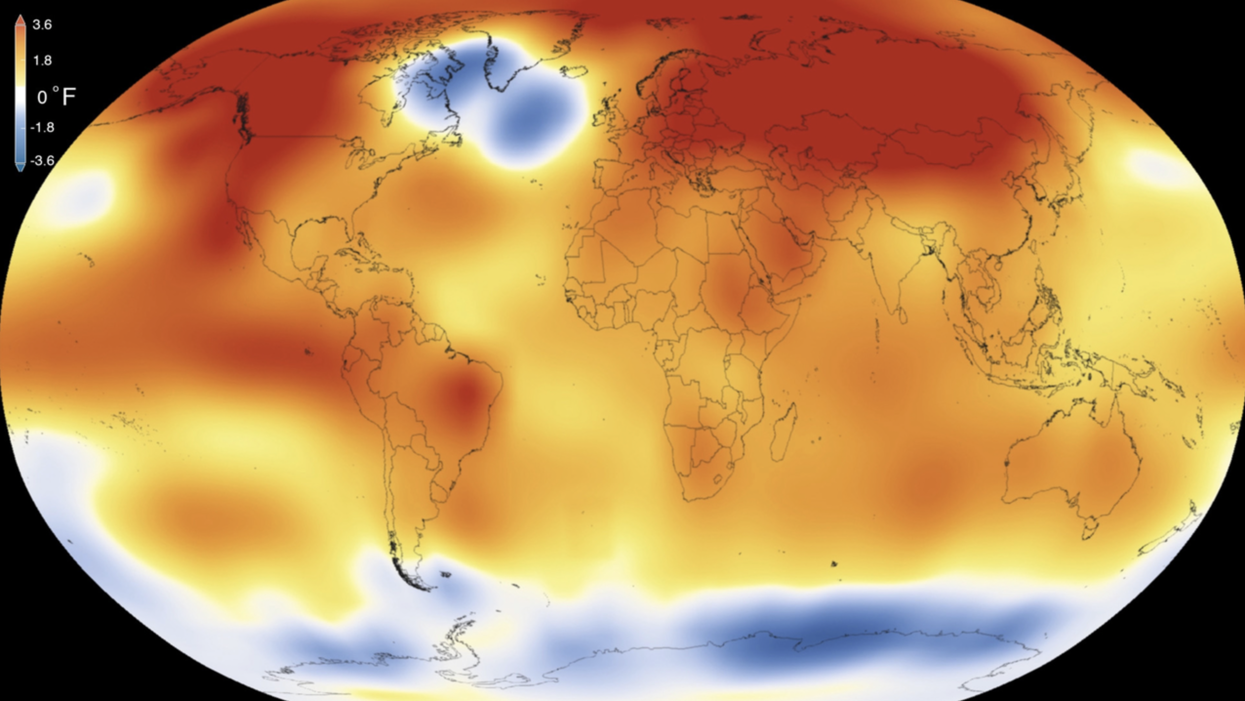 NASA thermal map of earth in 2015